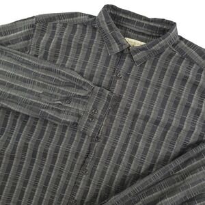 Territory Ahead Shirt Mens 2XLT Gray‎ Stripe Long Sleeve Button Up Cotton Casual